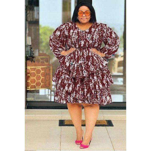 Plus Ruffle Bottom Mini Formal Dress