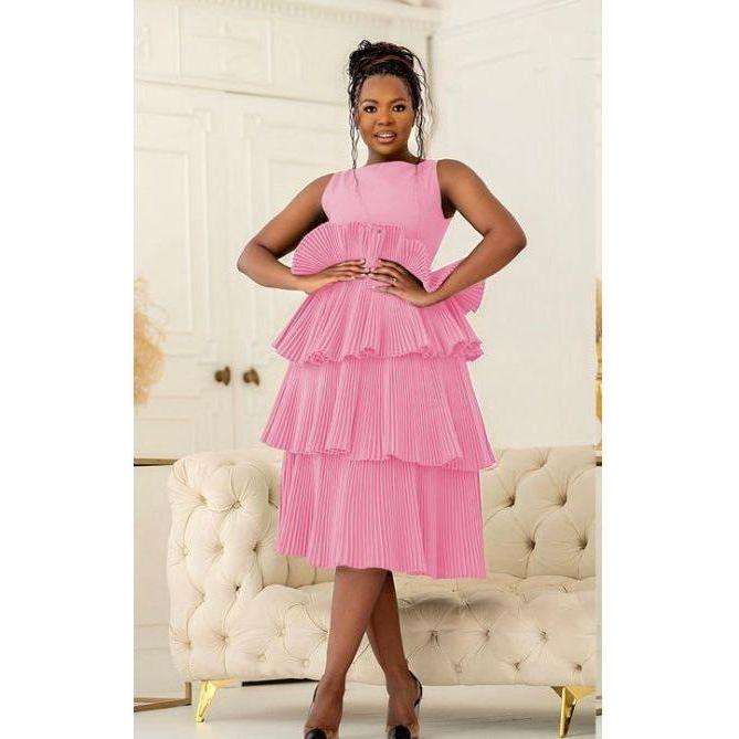 Pleated Sleeveless Midi Dress.