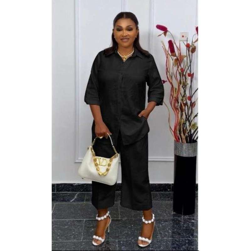 Blouse Shirt and Trousers Two-Piece Set