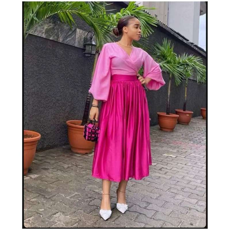 Silky Satin Pleated Maxi Skirt