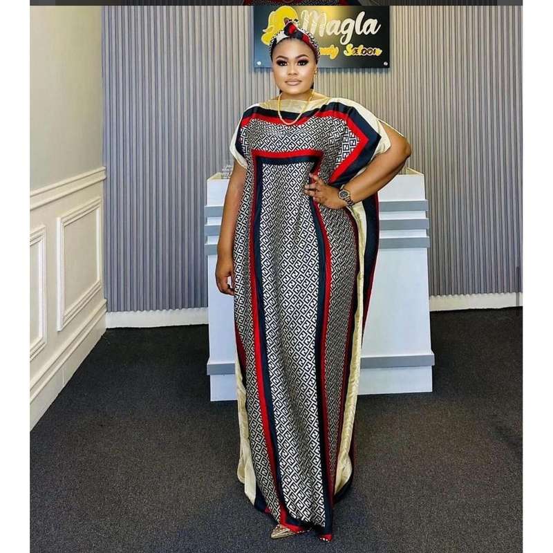 Italian Silk African Kaftan Style Elegant Maxi Dress.