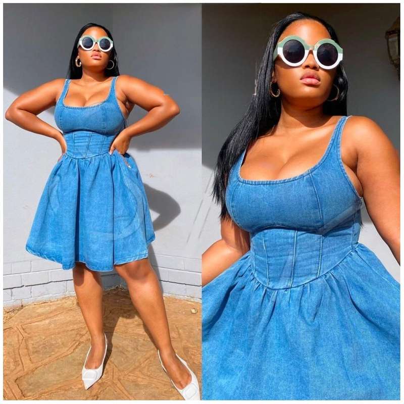 Denim Corset Skater Mini Dress.
