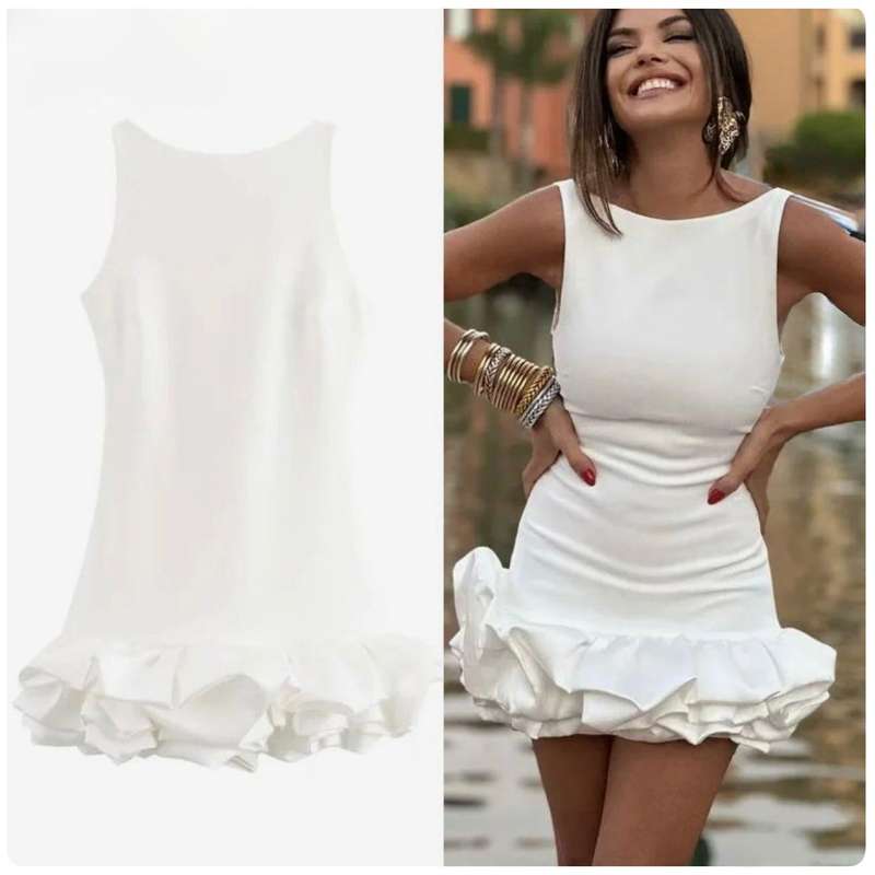 Stylish Sweet Ruffled Mini Dress