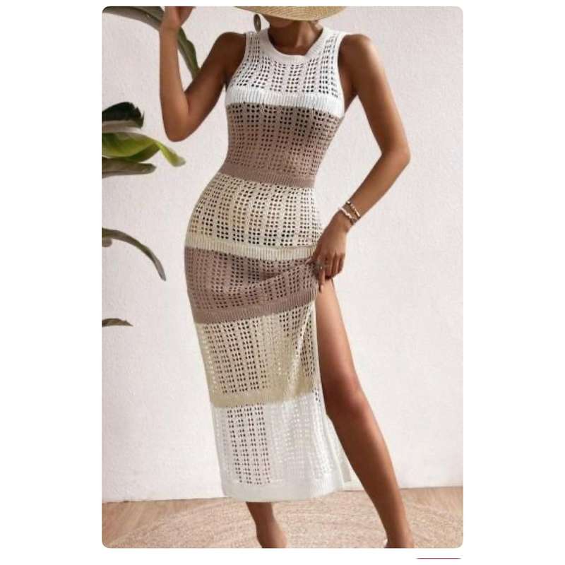 Sleeveless Striped Multicolor Knit Dress.