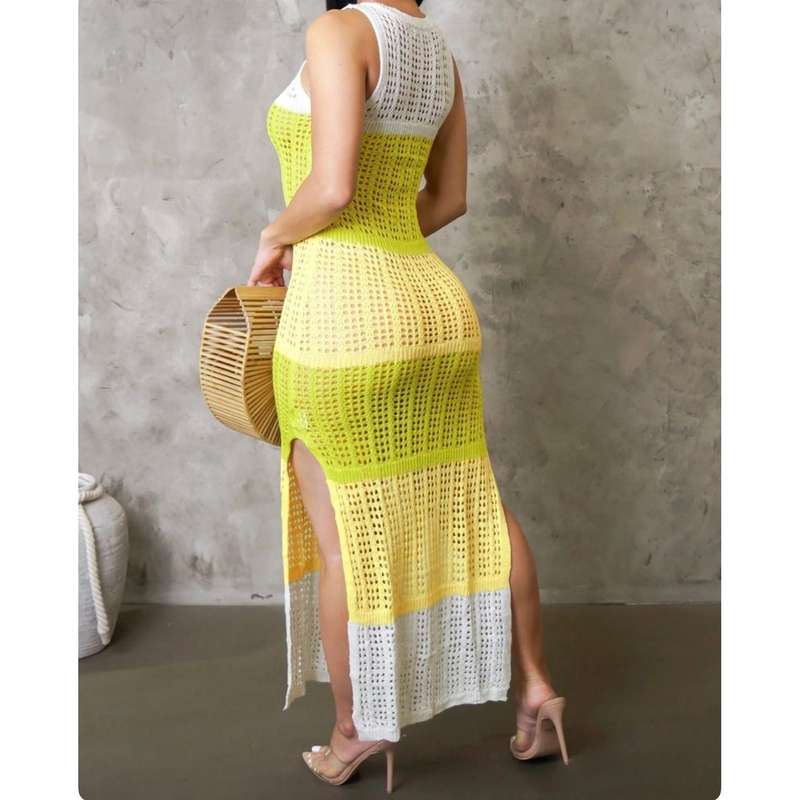 Sleeveless Striped Multicolor Knit Dress.