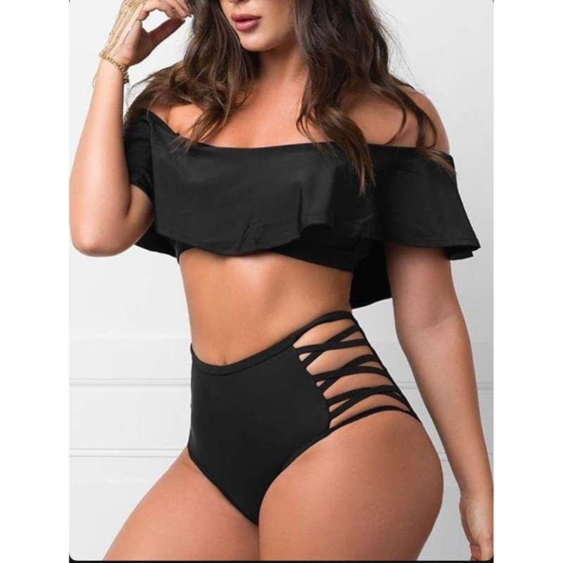 Generic Ruffle Off Shoulder High Waist Bikini.