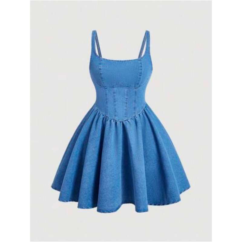 Denim Corset Skater Mini Dress.