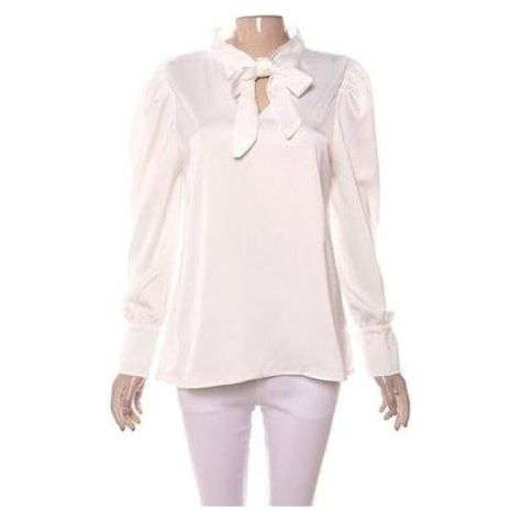 Bow Collar Silk Satin Shirts Blouses 