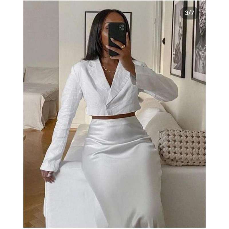 Long High Waisted Satin Silky Skirt