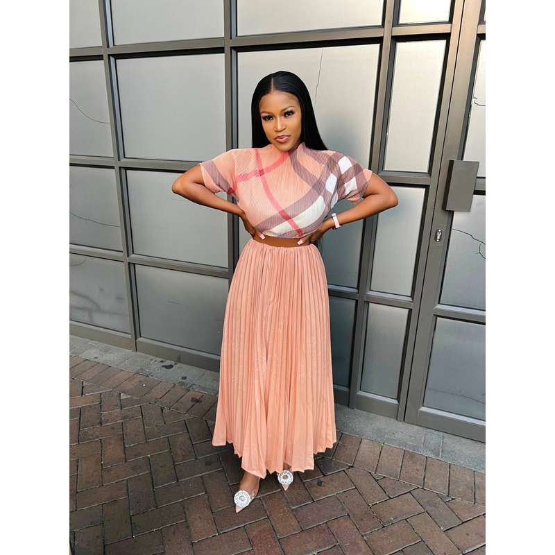 Pleated Skirt and Short Sleeve Top Set