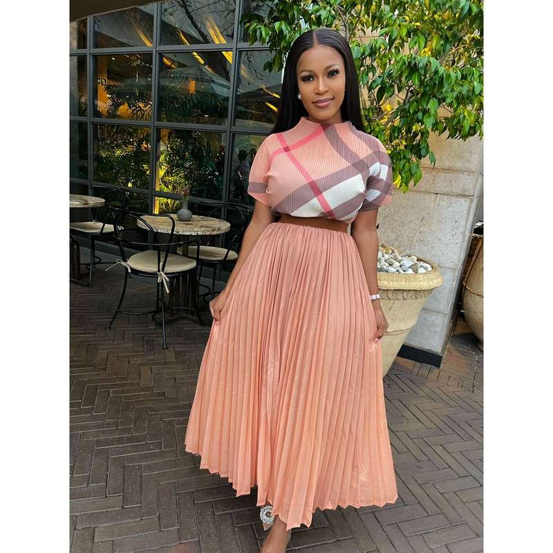Pleated Skirt and Short Sleeve Top Set