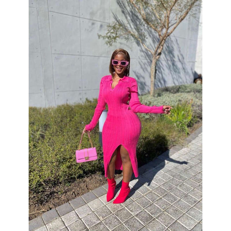 Side Slit Knitted Dress
