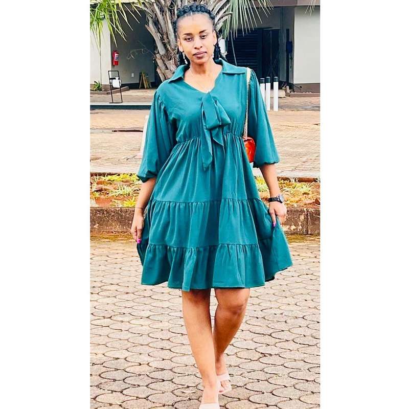 Solid Color Pleated Dress