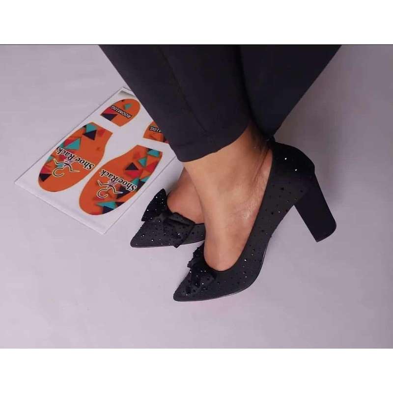 Bowknot Rhinestone Thick Heel