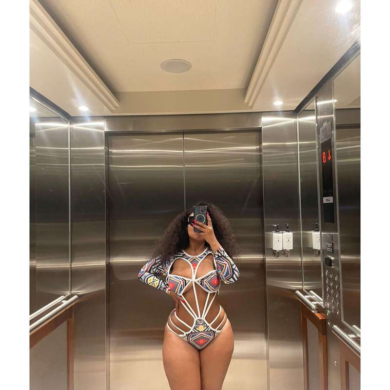 Vintage Print Long Sleeve One-Piece Hollow Out Bikini