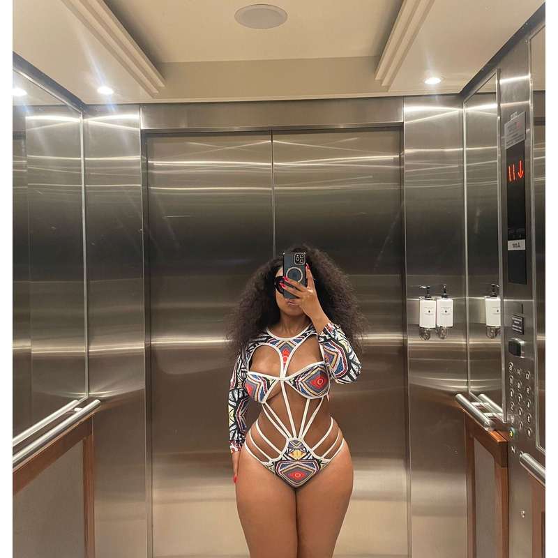 Vintage Print Long Sleeve One-Piece Hollow Out Bikini