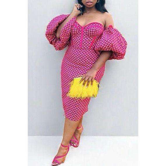 Puffy Off-Shoulder Traditional Dress.
