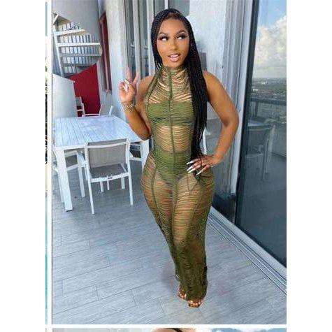 Halter See Through Bodycon Summer Beach Cover Up Swimwear Dresses