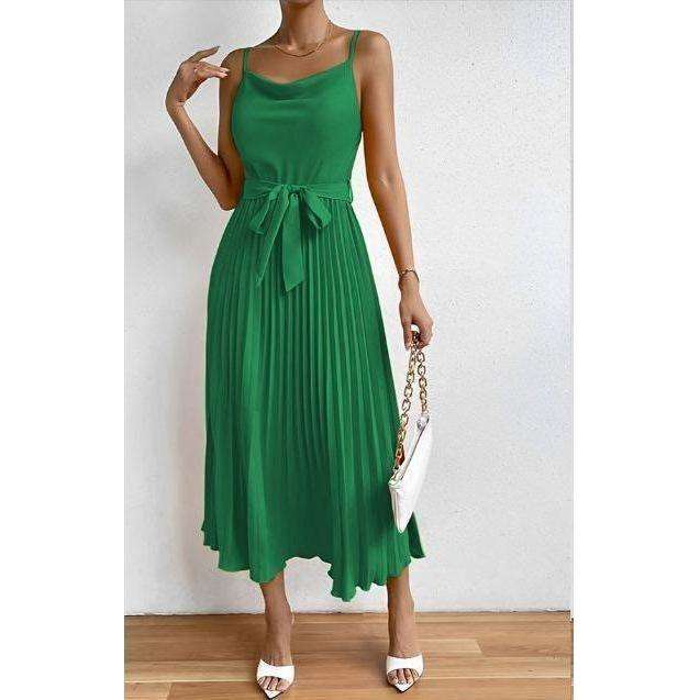 Pleated A Line Sun Cocktail Midi Dress