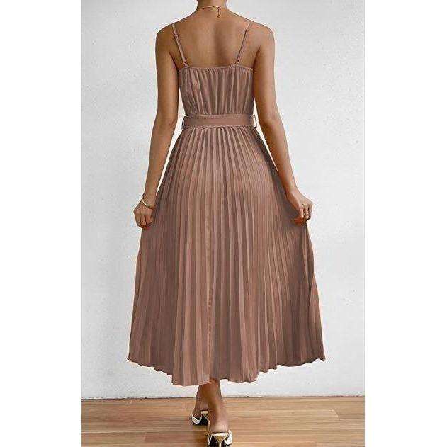Pleated A Line Sun Cocktail Midi Dress