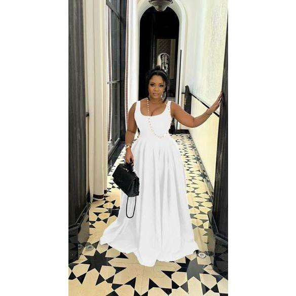 Sleeveless Pleated Maxi Dress.