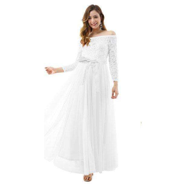 Long Lace Sleeve Bridesmaid Dress.