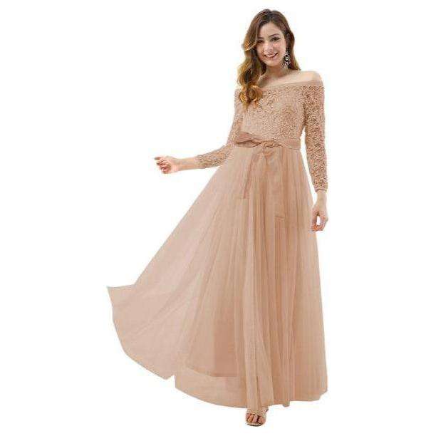 Long Lace Sleeve Bridesmaid Dress.