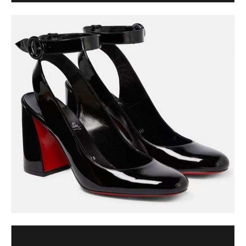 Classic Glossy Ankle Sling Short Heel