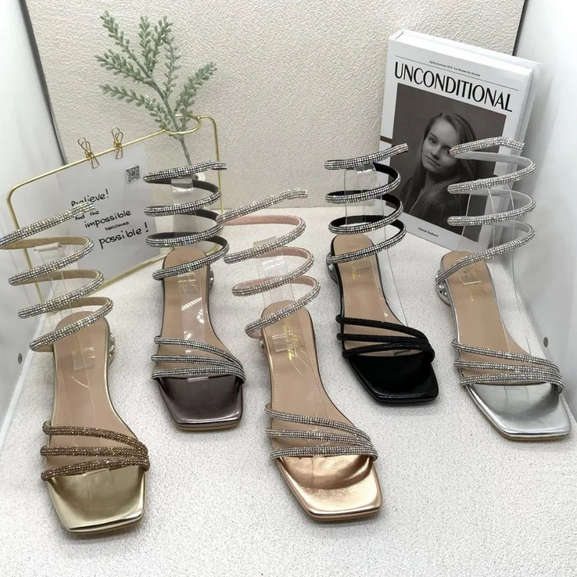 Rhinestone Spiral Sling Shoes