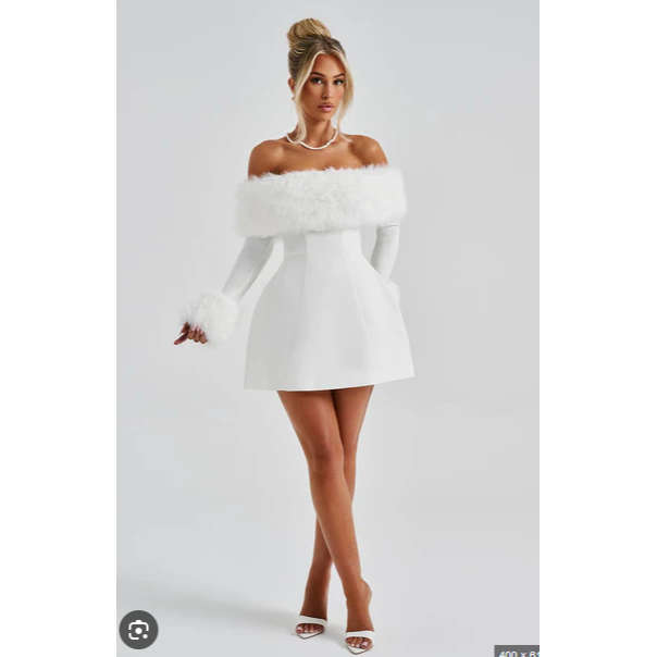 Super Versatile Fluffy Trim Stretch Rib A-Hem Dress