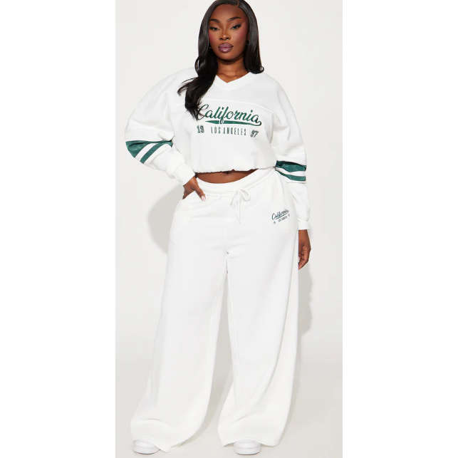 California Athletic Wide Leg Pant & Crop Top Set