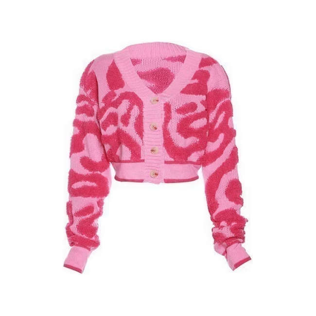 Long Sleeve Bright Color Cropped Knitted Cardigan