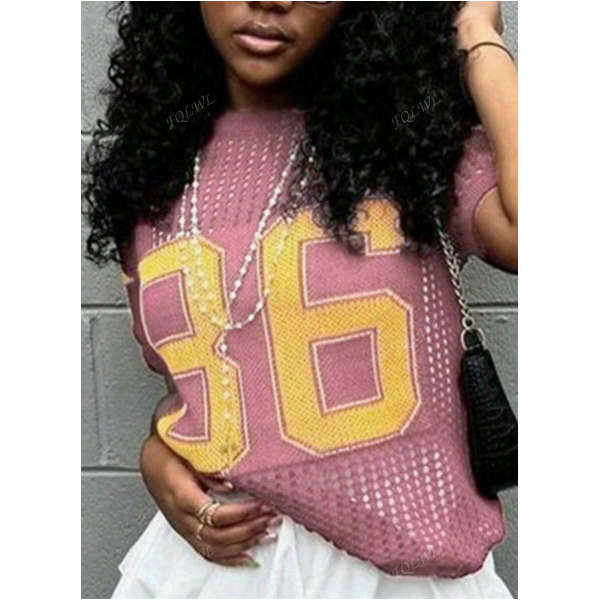 Knitted Numerical Pattern Long Sleeve Jersey