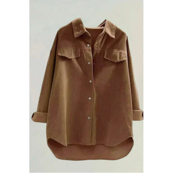 Plain Button Front Casual Versatile Long Sleeve Shirt