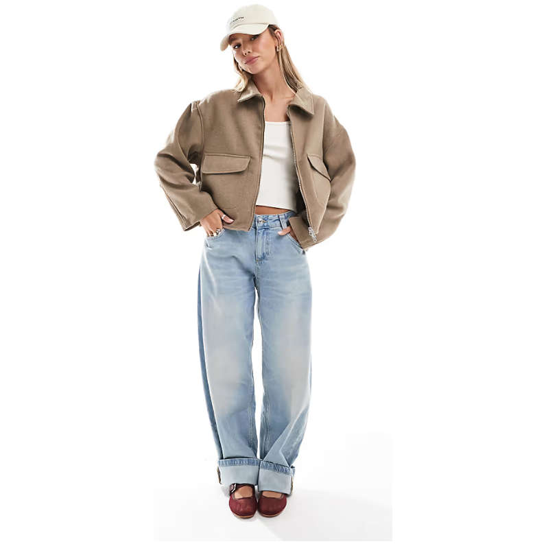 Zip up solid jacket casual long sleeve versatile outerwear