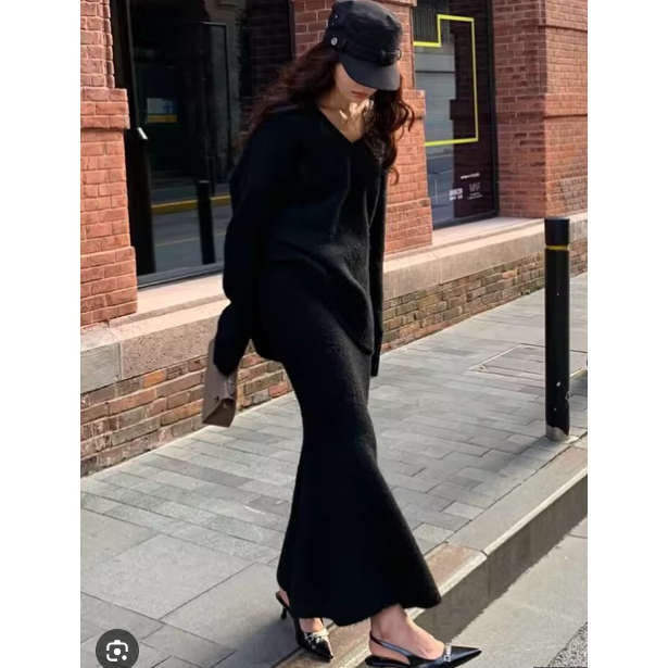 Knitted Sweater Set - Half Sleeve, Casual Autumn/Winter Two Piece Outfit