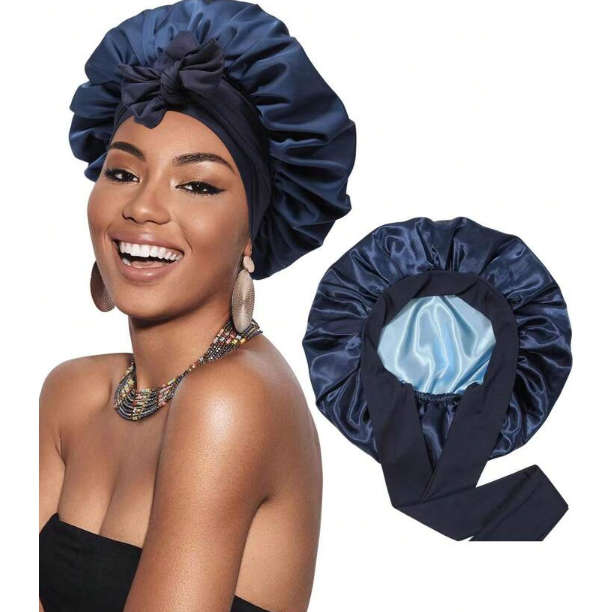 Dual-Layer Wide-Brimmed Satin Ribbon Bowknot