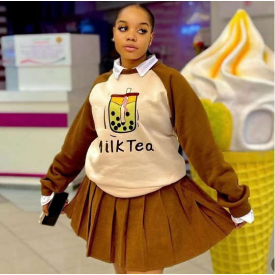 3-Piece Set a Long-Sleeve Sweatshirt And Pleated Mini Skirt
