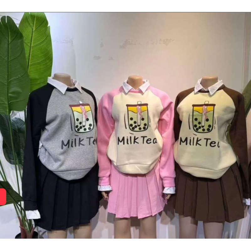 3-Piece Set a Long-Sleeve Sweatshirt And Pleated Mini Skirt