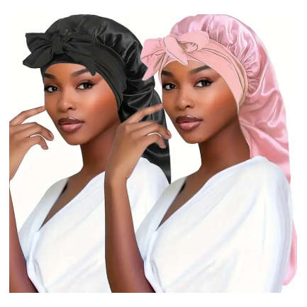 Women's Long Adjustable Braid Satin Bonnet