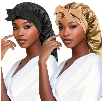 Women's Long Adjustable Braid Satin Bonnet