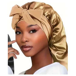 Women's Long Adjustable Braid Satin Bonnet