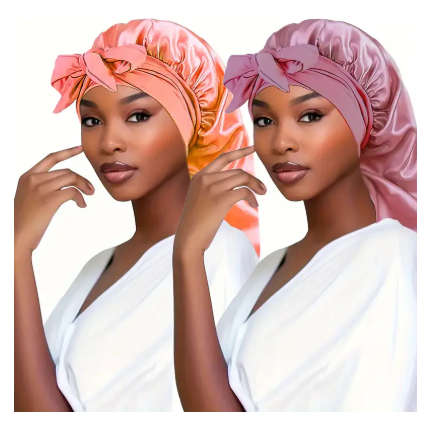 Women's Long Adjustable Braid Satin Bonnet