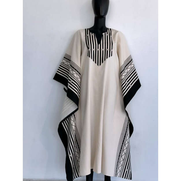 African Kaftan Striped Print Style Elegant Dress