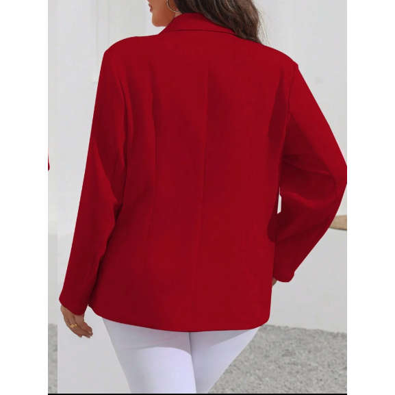 Plus Lapel Neck Solid Double Graduation Breasted Blazer