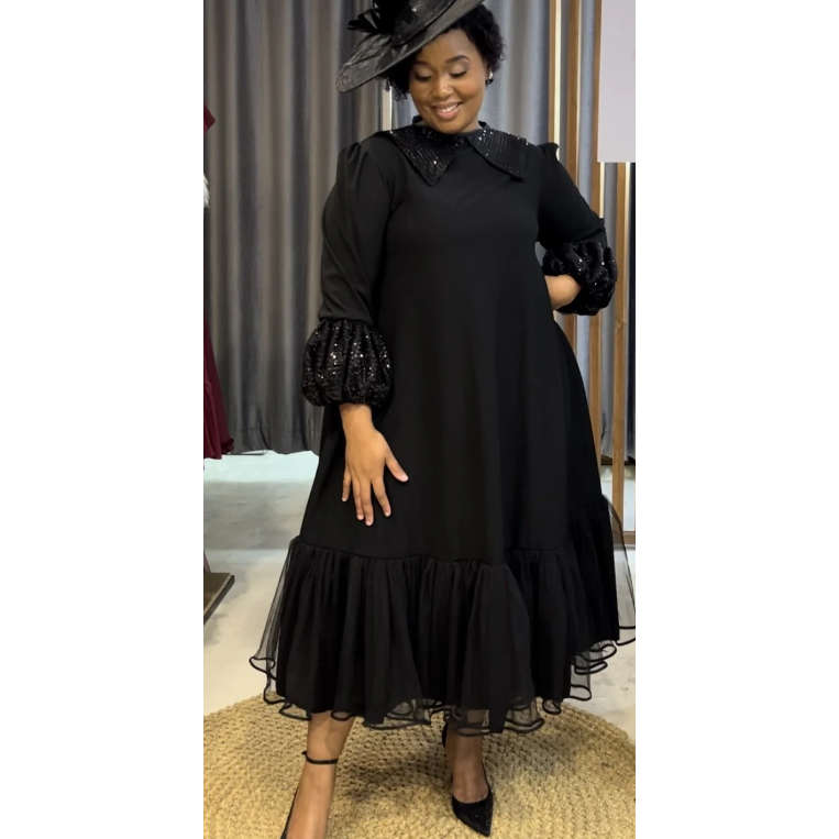 Sequin Glittering Long Sleeve Elegant Party Dress