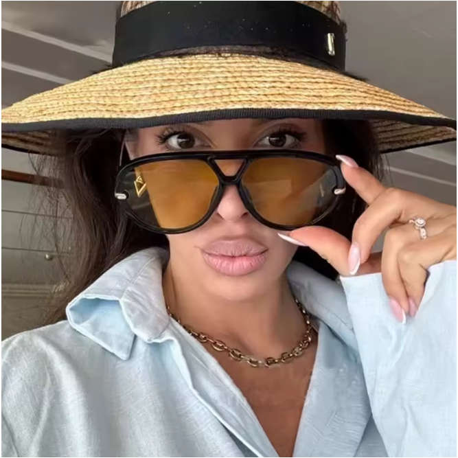 Double Bridge Luxury Brand Designer Oversized Pilot Sunglasses