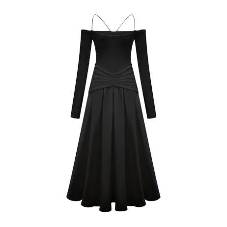Off-shoulder Paneled Maxi Dress