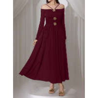 Off-shoulder Paneled Maxi Dress