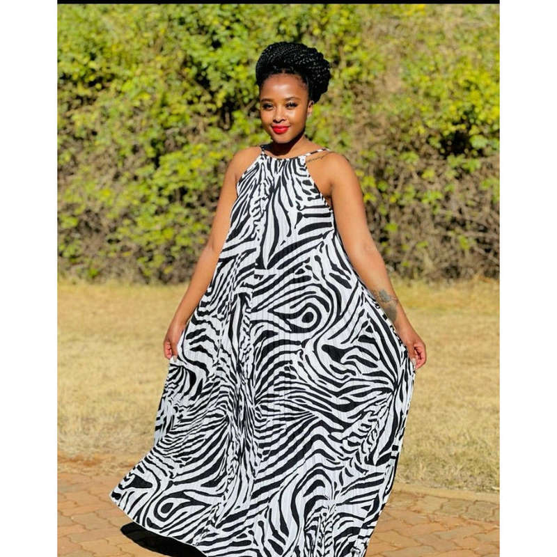 Zebra Sleeveless Maxi Dress